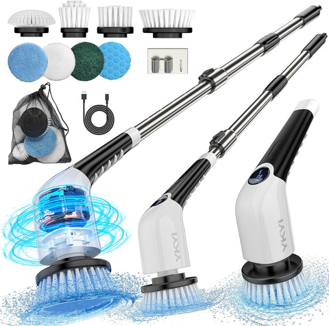 (Lightly Used) Electric Spin Scrubber,Cordless Cleaning Brush,Shower Cleaning Brush with 8 Replaceable Brush Heads, Power Scrubber 3 Adjustable Speeds