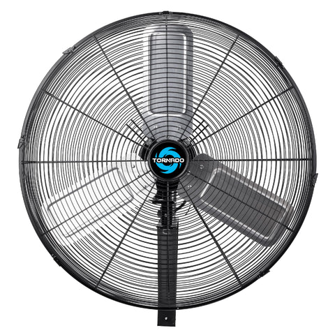 Tornado 24 Inch Pro Series High Velocity Oscillating Wall Mount Fan For Commercial, Industrial Use 3 Speed 7600 CFM 6.6 FT Cord UL Safety Listed