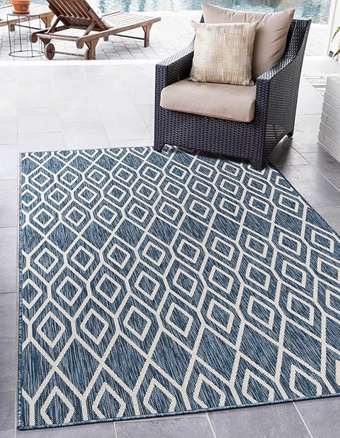 4' x 6' Jill Zarin Outdoor Collection Blue Flatweave Rug