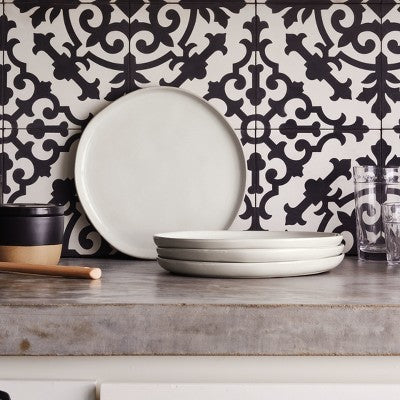 10.5" - 4pk Stoneware Dinner Plate Set Cream - Hearth & Hand