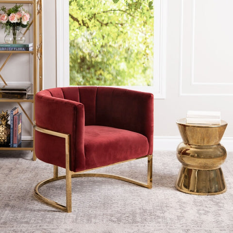 Burgundy Tufting Velvet Accent Chair - Celine Channel