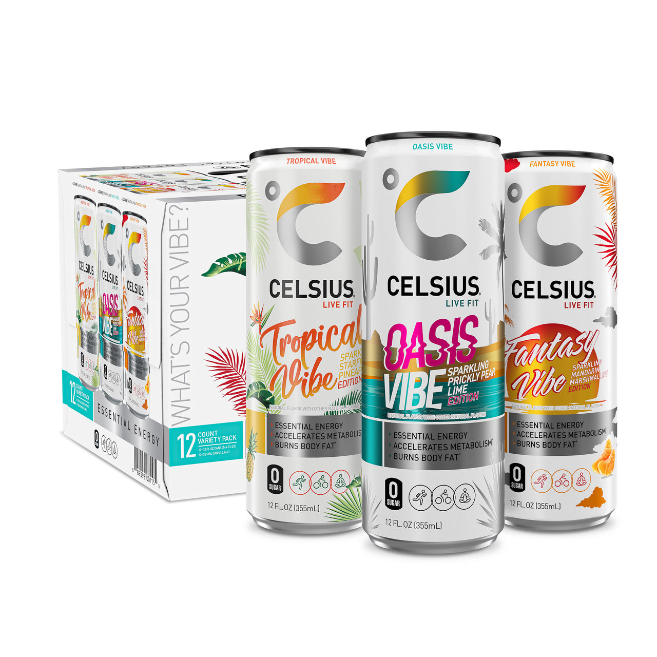 CELSIUS Sparkling Energy Drink - 12 fl oz (Pack of 6) - Variety Pack ...