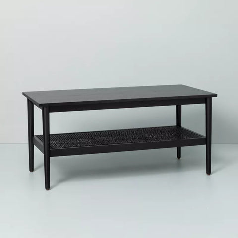 Wood & Cane Coffee Table Black - Hearth & Hand™ with Magnolia: Farmhouse Style, Stained Wood Veneer, Metal Hardware