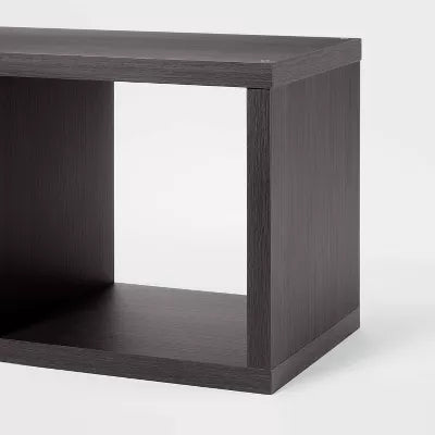 2 Cube Organizer Black Oak - Brightroom™: MDF Bookshelf with Anti-Tip Hardware, 13" Cubby Storage System