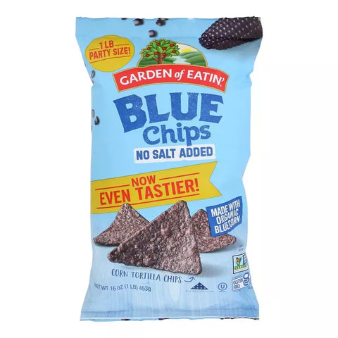 Garden of Eatin' Blue Corn Tortilla Chips No Salt Added 16 Oz