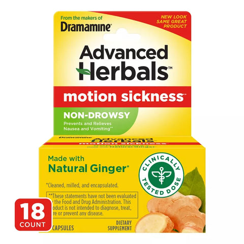 4pk - Dramamine Advanced Herbals Non-Drowsy Motion Sickness Relief Capsules - 18ct