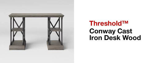 Conway Wood Writing Desk with Storage Gray - Threshold™