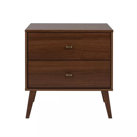 Mid Century Modern 2 Drawer Wide Nightstand - Cherry