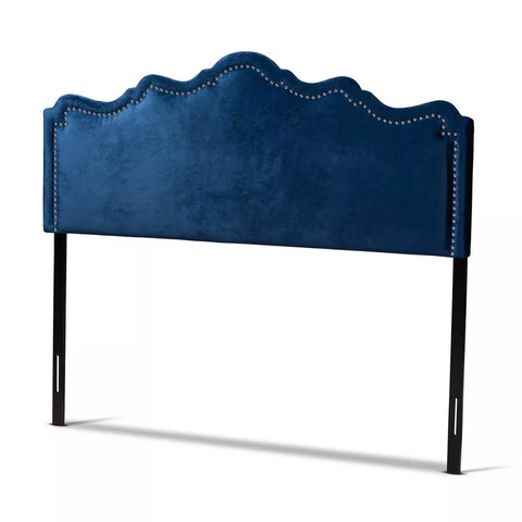 Full - Nadeen Royal Blue Velvet Upholstered Full Size Headboard