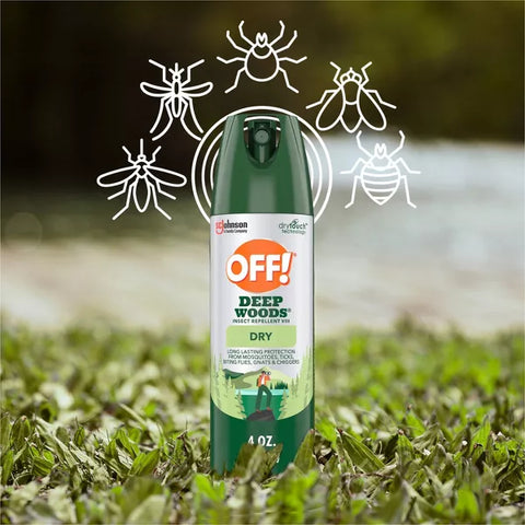 OFF! 2pk Deep Woods Dry Personal Bug Spray - 4oz: Aerosol Repellent, 25% DEET, Zika & West Nile Protection