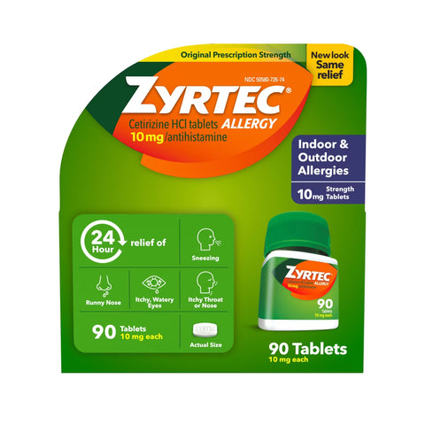 Zyrtec 24 Hour Allergy Relief Tablets - Cetirizine HCl - 90ct