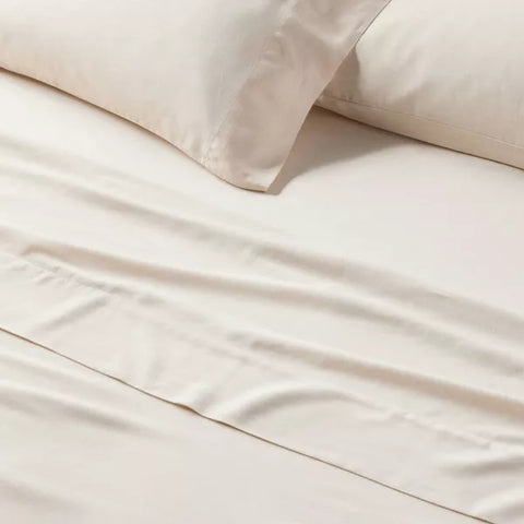 Full - Linen Blend Flat Sheet Natural - Casaluna