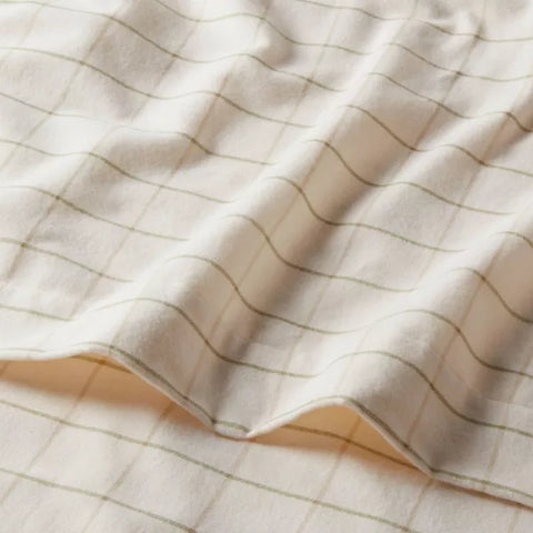 Twin - Flannel Sheet Set Ivory Windowpane