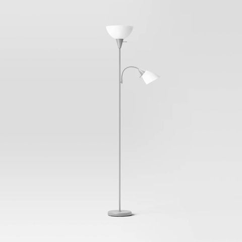 Torchiere with Task Light Floor Lamp Silver - Room Essentials