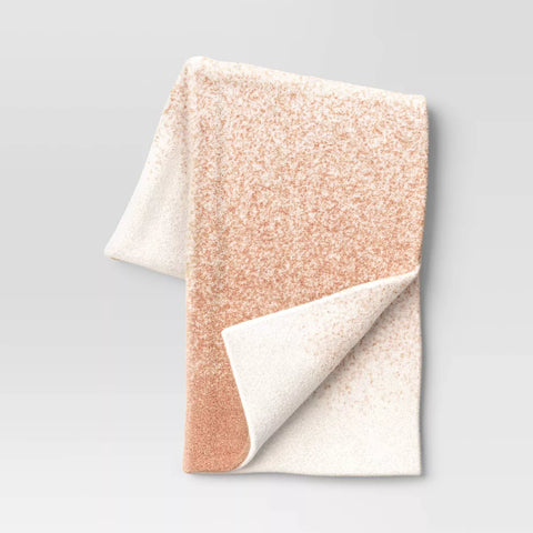 Reversible Ombre Cozy Feathery Knit Throw Blanket Clay Pink - Threshold™