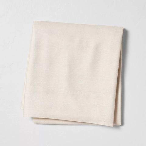 Full - Linen Blend Flat Sheet Natural - Casaluna