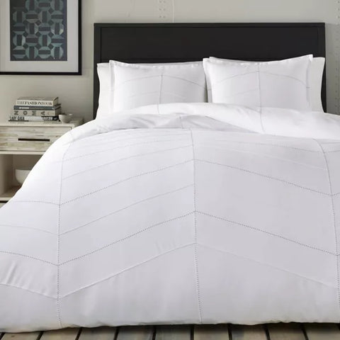 Twin - 2 Piece White Solid Plush Microfiber Duvet Cover Set