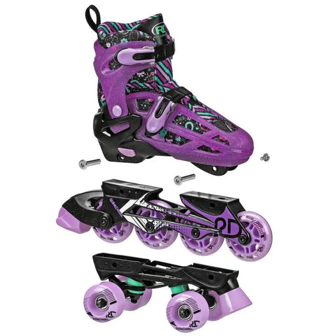 Roller Derby Lomond Girls Adjustable Inline-Quad Combo Skates Size 3-6