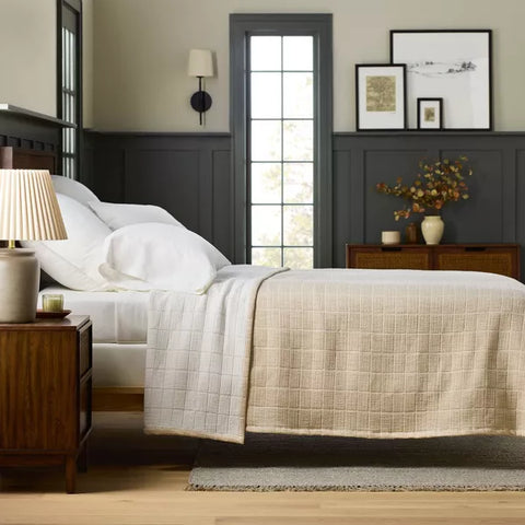 King - Textured Grid Coverlet Beige - Hearth & Hand™ with Magnolia