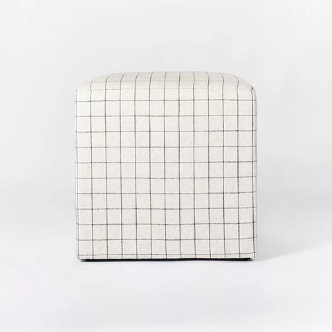 Lynwood Square Upholstered Cube Windowpane Plaid - Threshold™ Designed with Studio McGee