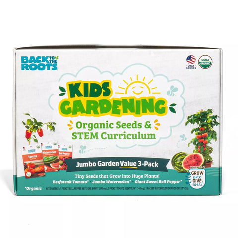 Back to the Roots 3pk Kids Gardening Organic Seeds & Stem Curriculum