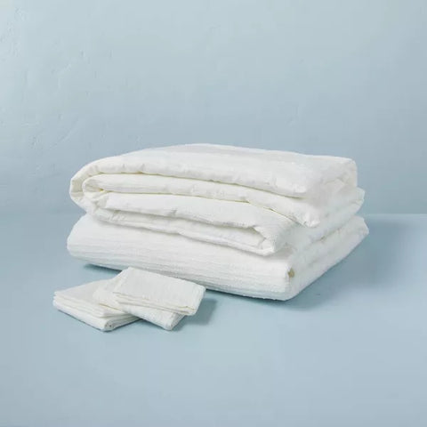 King - Fine Stripe Comforter & Sham Set Sour Cream/Twilight Taupe - Hearth & Hand™ with Magnolia