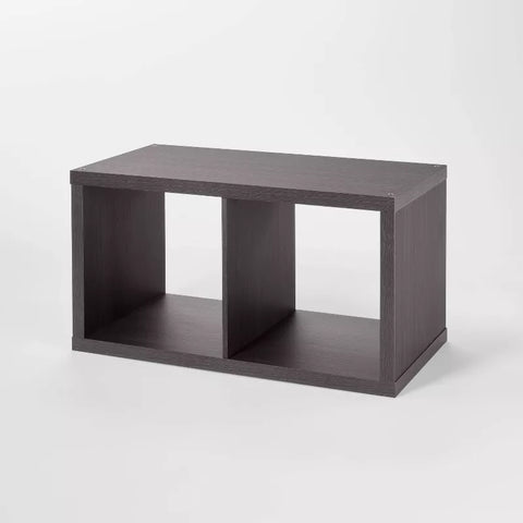 2 Cube Organizer Black Oak - Brightroom™: MDF Bookshelf with Anti-Tip Hardware, 13" Cubby Storage System