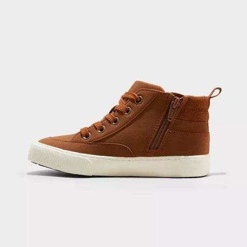 (Size 3)  Kids' Cooper Mid Top Sneakers Boots - Cat & Jack™ Cognac