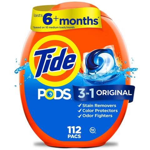 Tide PODS Laundry Detergent Soap Pacs, HE Compatible, 112 Ct