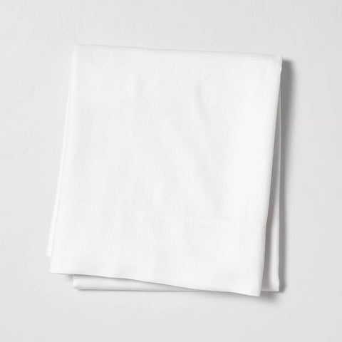 Queen - Linen Blend Flat Sheet White - Casaluna