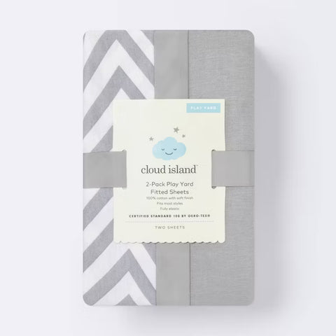 Fitted Play Yard Jersey Sheet - Cloud Island™ Chevron/Gray 2pk