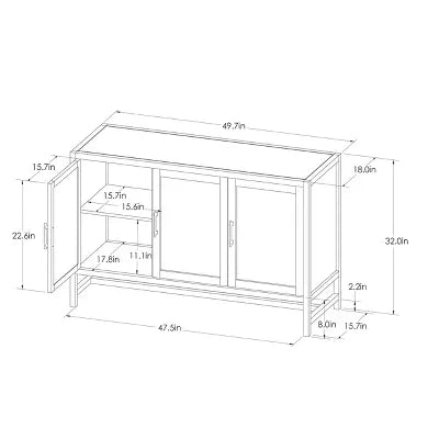 Warwick 3 Door Accent TV Stand for TVs up to 59" Stand Black - Threshold™: Transitional Style, Hardwood Frame, Metal Hardware