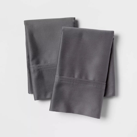 King - Solid Performance 400 Thread Count Pillowcase Set Dark Gray