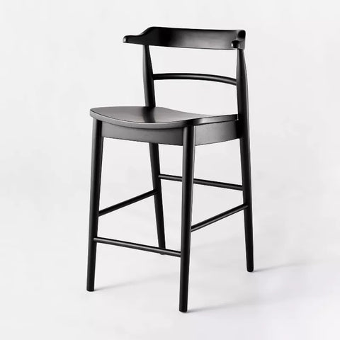 Kaysville Curved Back Wood Counter Height Barstool Black - Threshold™ Designed with Studio McGee: Chic, Sturdy Frame, Footrest