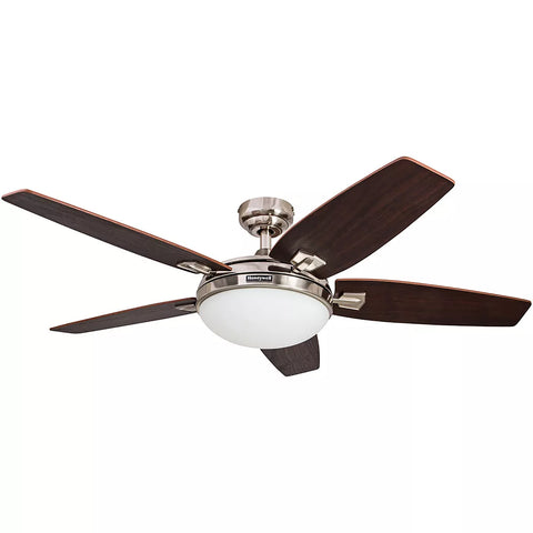 Honeywell Ceiling Fans Carmel Modern 48 Inch Ceiling Fan with LED Light and Remote Control, Indoor Fan, 5 Contemporary Blades, Brushed Nickel