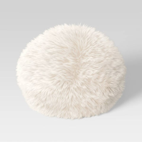 Long Faux Fur Round Throw Pillow - Threshold