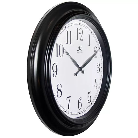 24" Classic Wall Clock Black - Infinity Instruments: Easy-to-Read, Modern Decor, Indoor Use