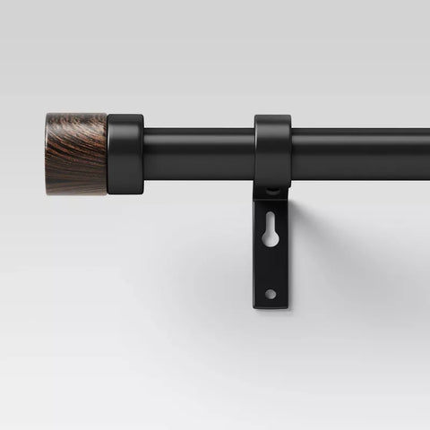 36"-66" Walnut Wood Cap Curtain Rod Black - Threshold™