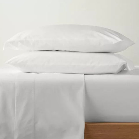 Full - Washed Supima Percale Solid Sheet Set White - Casaluna™