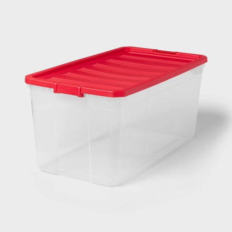 50gal Clear Stacker Box - Clear Base Rocket Red Lid and Latch - Brightroom