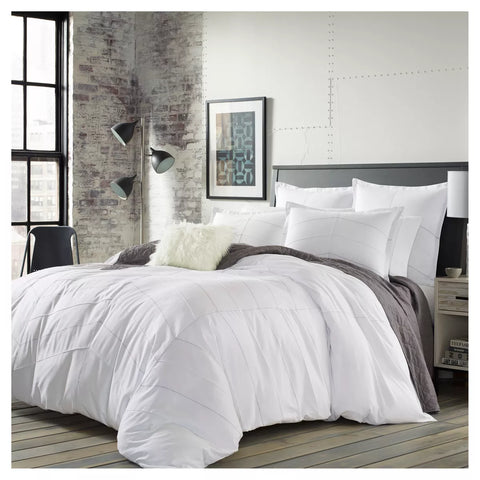 Twin - 2 Piece White Solid Plush Microfiber Duvet Cover Set