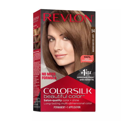 3pk-Revlon ColorSilk Beautiful Color 100% Gray Coverage Ammonia-Free Permanent Hair Color - 054 Light Golden Brown - 4.4 Fl Oz