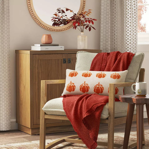 Brushed Woven Throw Blanket with Frayed Edge Orange - Threshold™