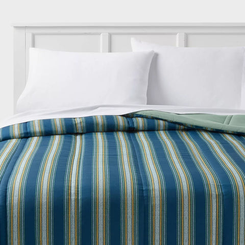 Full Queen -Lofty Microfiber Comforter - Room Essentials™ - Navy stripe