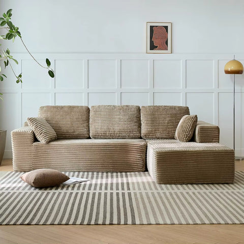 104" Modern L-Shape Sectional Sofa Bed with Reversible Chaise – Convertible Sleeper Couch in Vacuum Compressed Box – Free Shipping