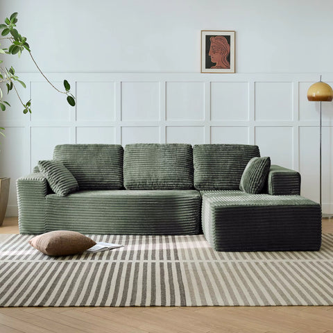 104" Modern L-Shape Sectional Sofa Bed with Reversible Chaise – Convertible Sleeper Couch in Vacuum Compressed Box – Free Shipping