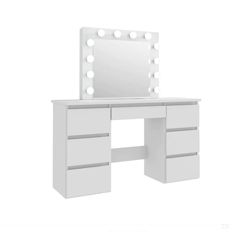 Large White Vanity Tables With Mirror And Light