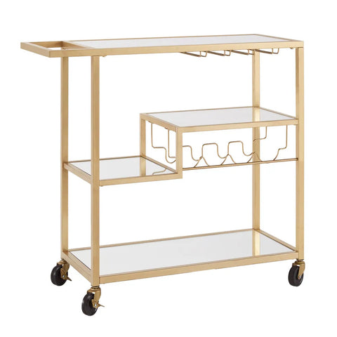 Metropolitan Mirrored Glass Top Metal Bar Cart by INSPIRE Q Bold