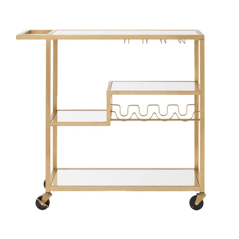 Metropolitan Mirrored Glass Top Metal Bar Cart by INSPIRE Q Bold