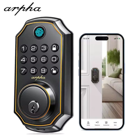 Arpha D280 Keyless Entry Door Lock 5-in-1 Smart Fingerprint Deadbolt with Keypad Electronic Deadbolt Auto-Lock One Touch Lock